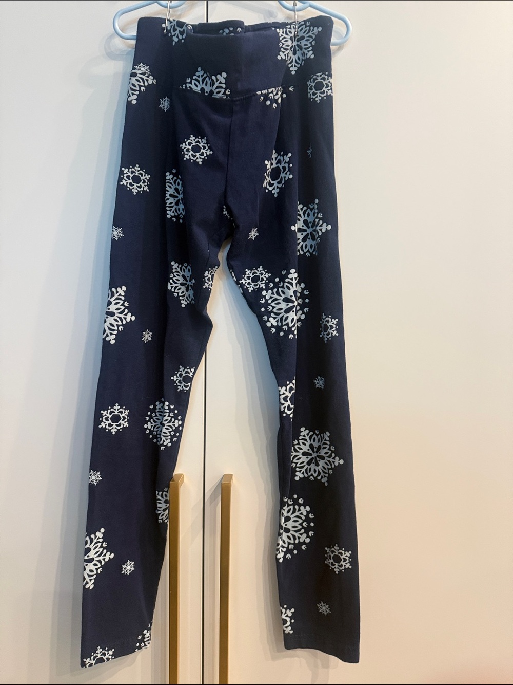Justice Navy Leggings with White Snowflake Print